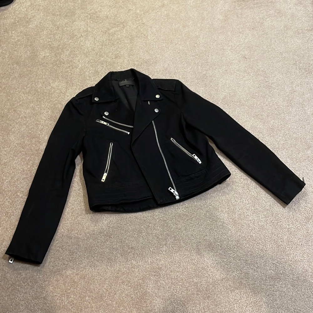 Worn Once! Rag & Bone Black Denim Biker Jacket in S